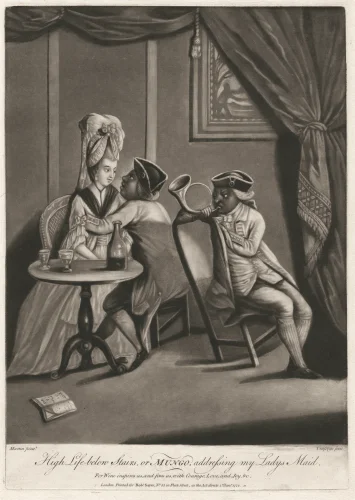 High Life Below Stairs; or Mungo Addressing My Lady’s Maid, 1772. By William Humphrey. Held at Yale Center for British Art, Paul Mellon Fund.