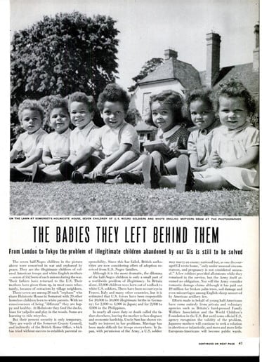The babies they left behind them article as appeared in Life magazine 1948.