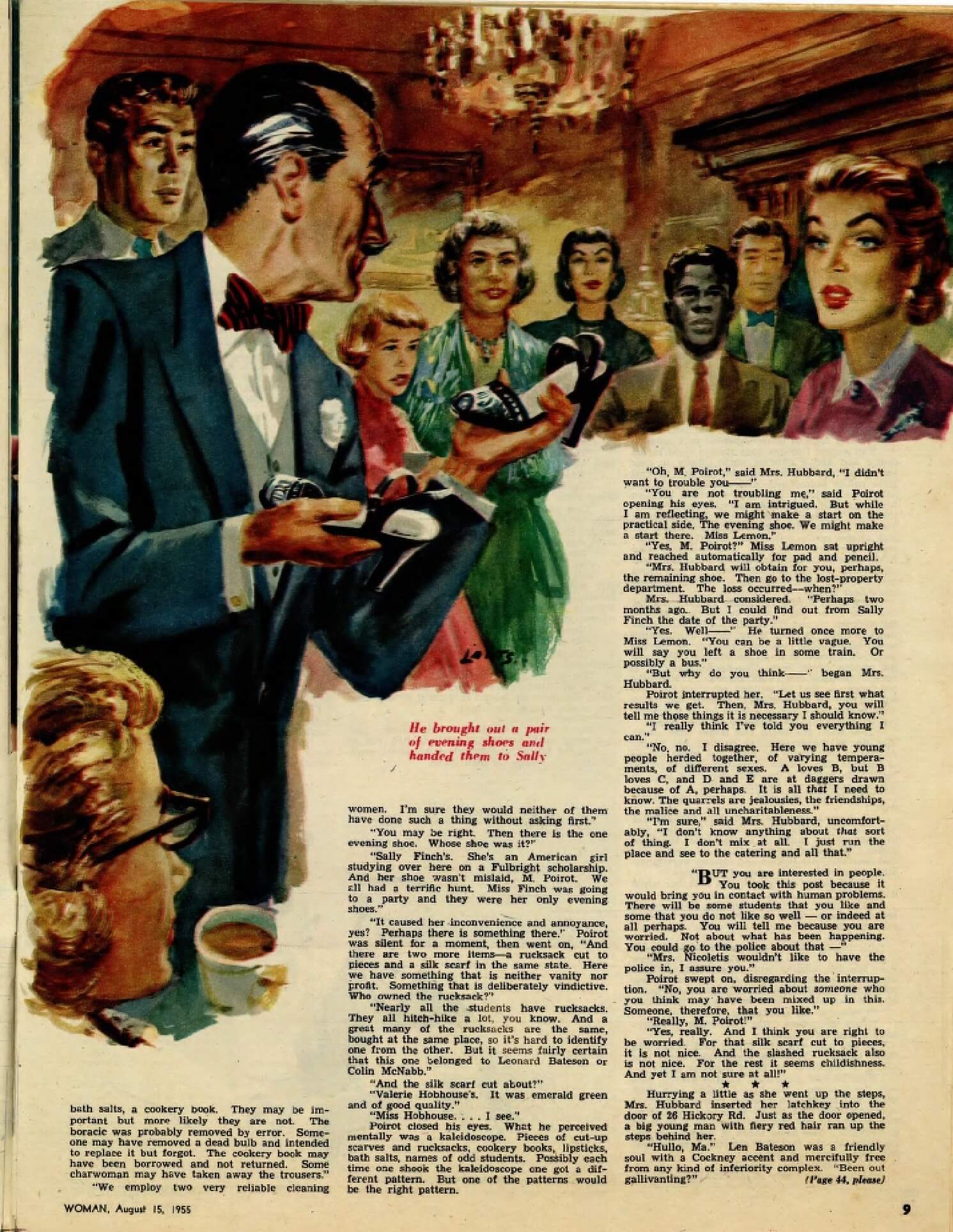 Another contemporary illustration featuring some of the Black and Asian students in Christie’s 1955 novel Hickory Dickory Dock which was serialised in Woman in Australia magazine, 15 August 1955. Image courtesy of Collecting Christie.