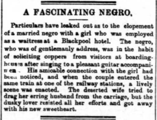 'A Fascinatng Negro', Aberdeen Evening Express, 3 October 1893. © The British Library Board. All rights reserved. With thanks to The British Newspaper Archive (www.britishnewspaperarchive.co.uk). 