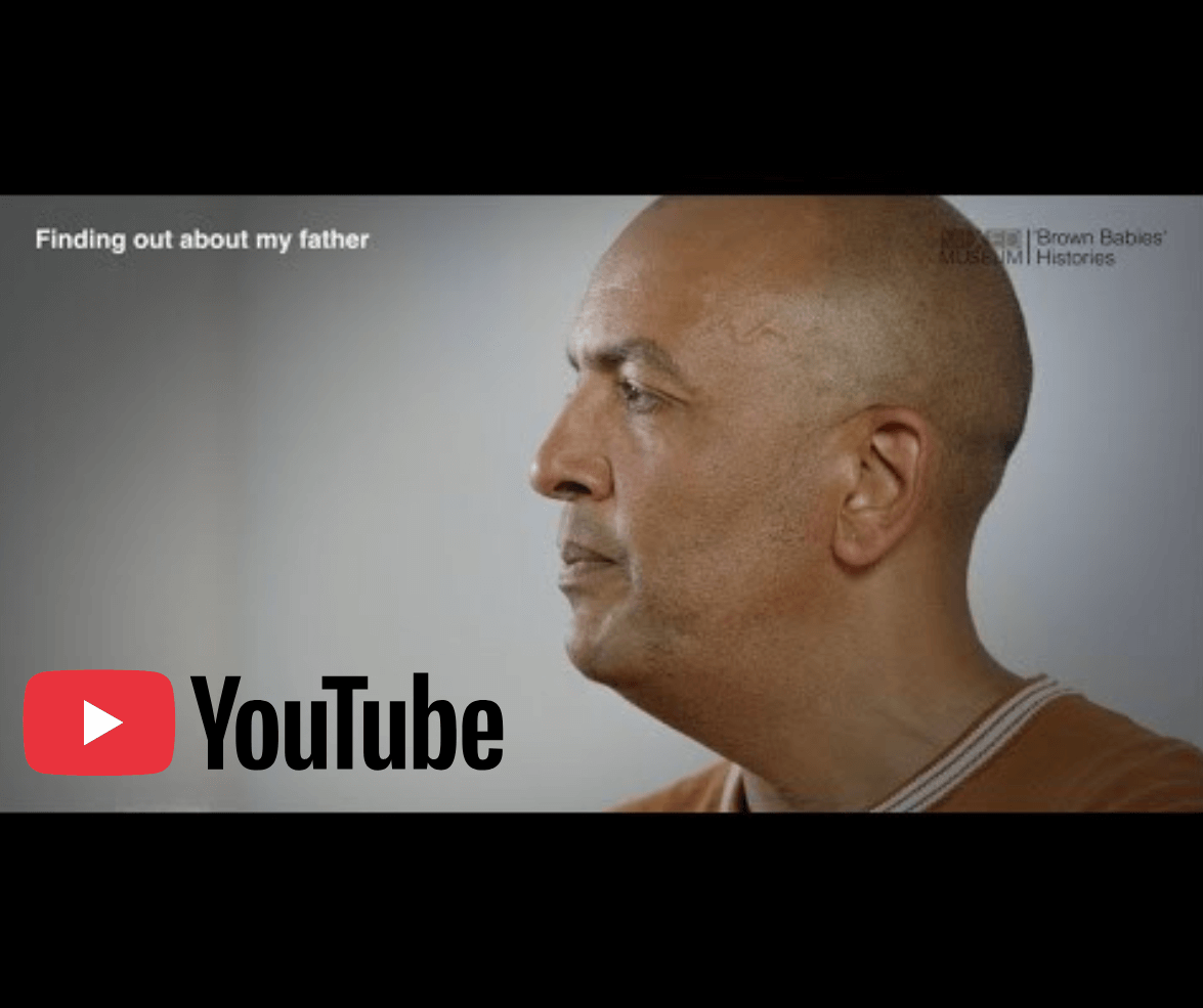 Thumbnail showing side profile of David Yeates in a YouTube video. The words finding my father are on screen.