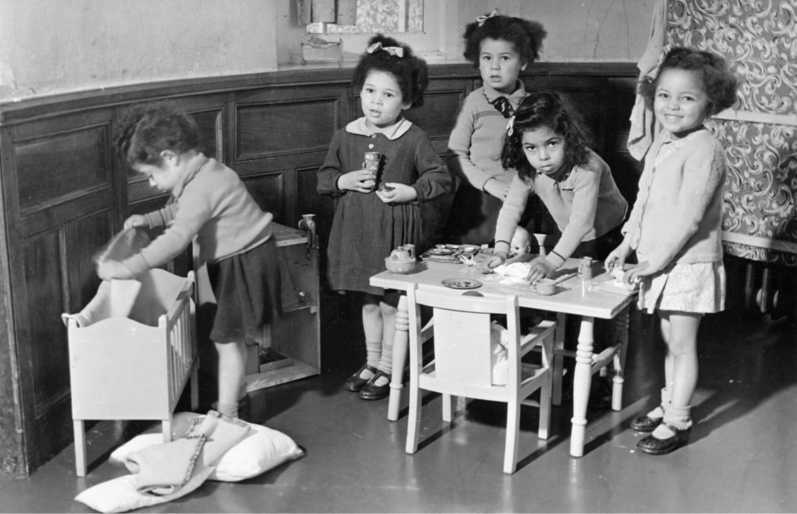 Girls at Holnicote House Unknown Deborah Carol Judy Ann Children playing at Holnicte House: (unknown, Deborah, Carol, Judy and Ann).