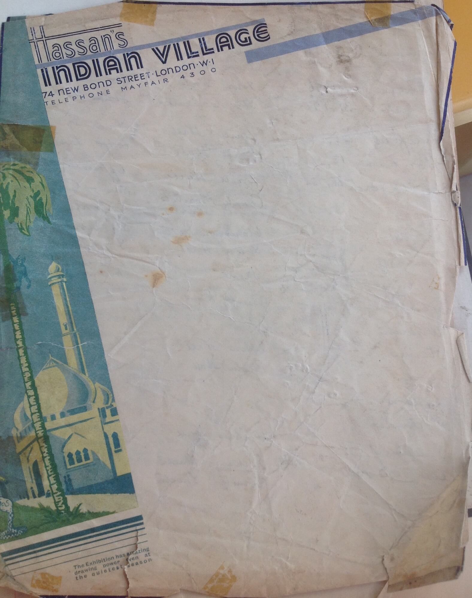 Hassan's Indian Village headed paper. Courtesy of Sheereen Khan