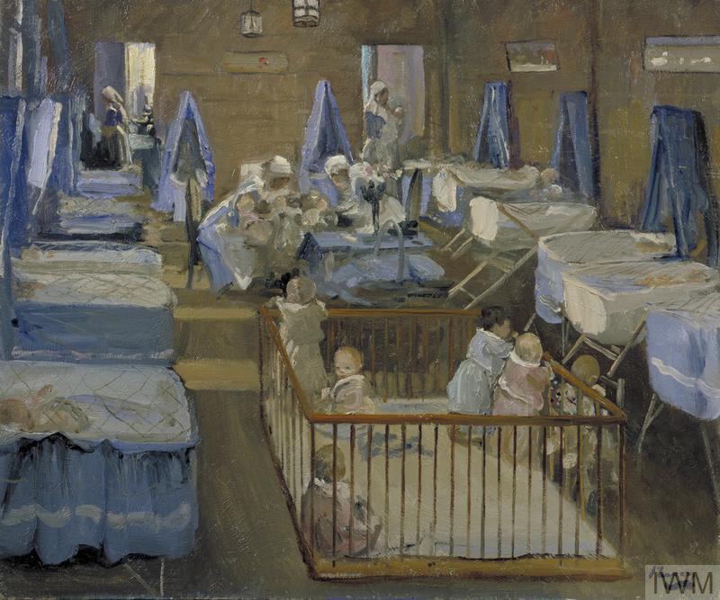 Image: Lady Henry's Crêche, Woolwich by John Lavery, 1919. © IWM (Art.IWM ART 3084)
